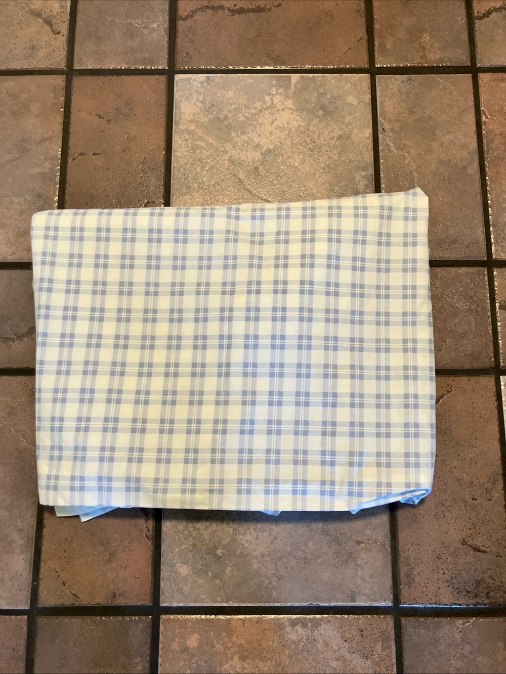 Laura Ashely   QUARTET  Light Blue Plaid  Twin  FLAT Sheet   Vintage